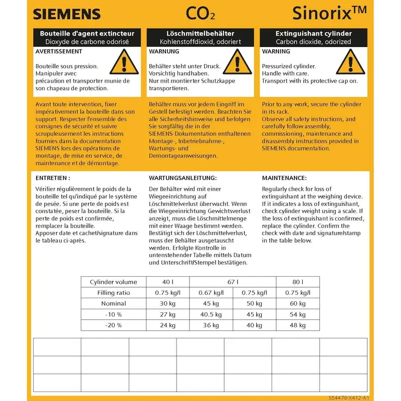 Siemens LAB-I-CO2 - Instruction tag CO2 - 1