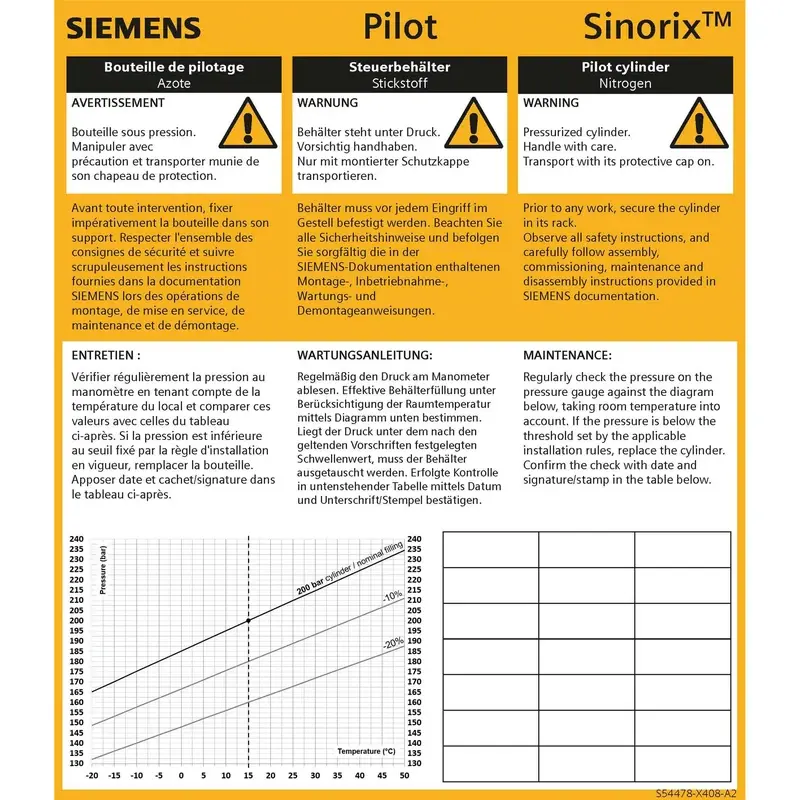 Siemens LAB-I-PIL-200B - Instruction tagN2-200bar - 1