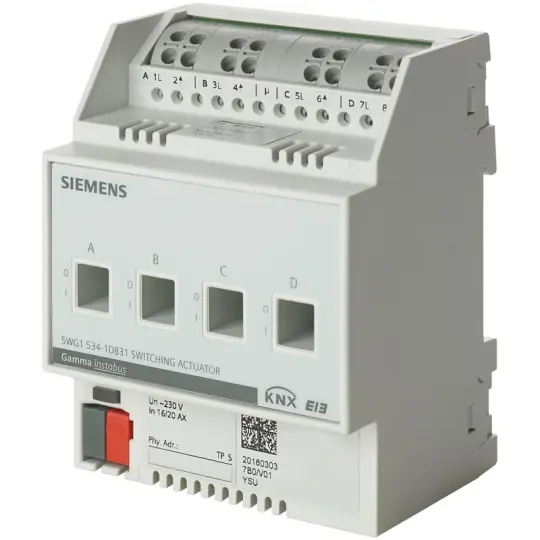 Siemens N 534D31 - KNX Anahtarlama motoru 4 x AC 230 V, 16/20 AX, C-Yük