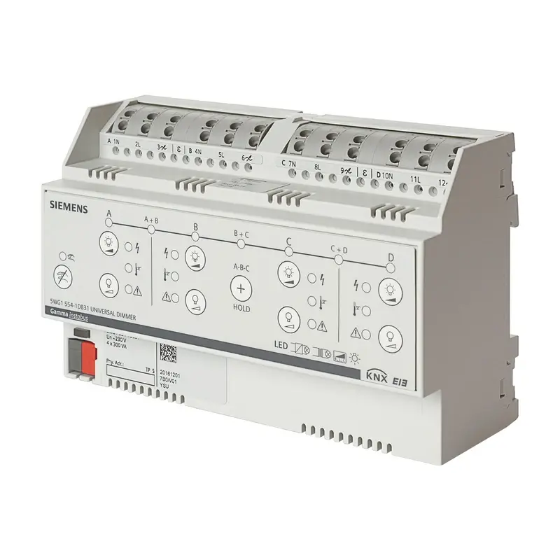 Siemens N 554D31 - KNX Üniversal dimmer 4 x 300 VA / 1 x 1000 VA, AC 230 V - 1