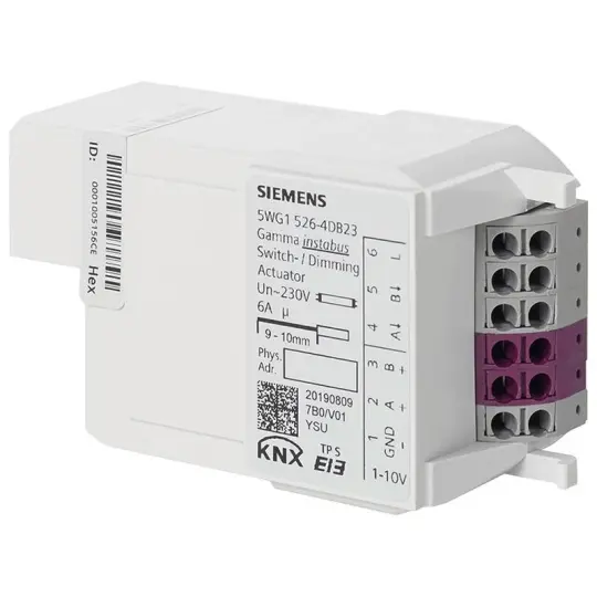 Siemens RL 526D23 - KNX Anahtar/karartma motoru, 2 x AC 230 V, 6 A, 1…10 V